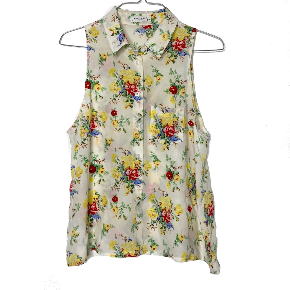 SOLD Equipment Femme Floral Print Silk Button Blouse - Picture 10 of 10